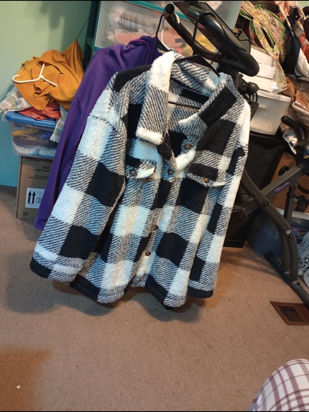 Cozy Black & White Buffalo Check Shacket
